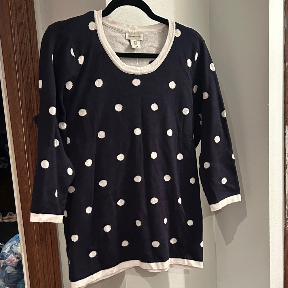 Adrienne Vittadini Black and White Polka Dot Sweater